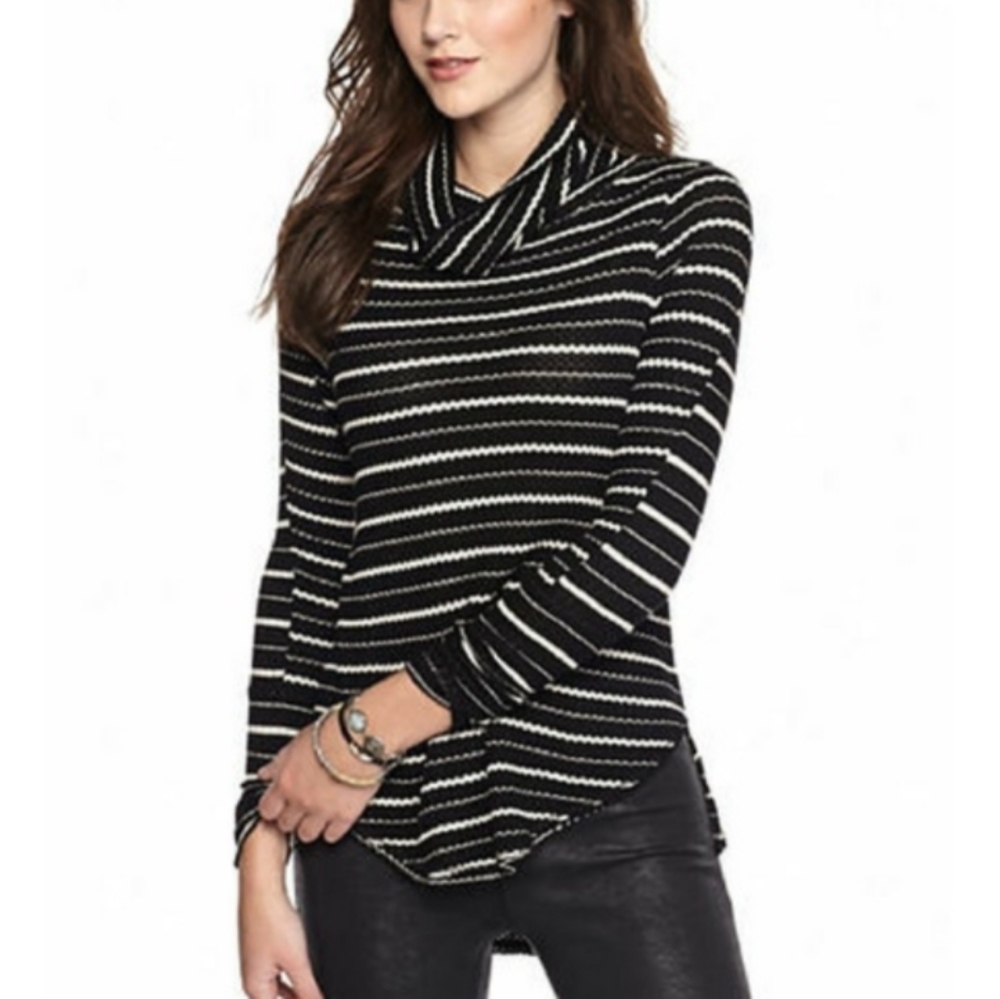 Free People Striped Turtleneck Thermal Top Size XS